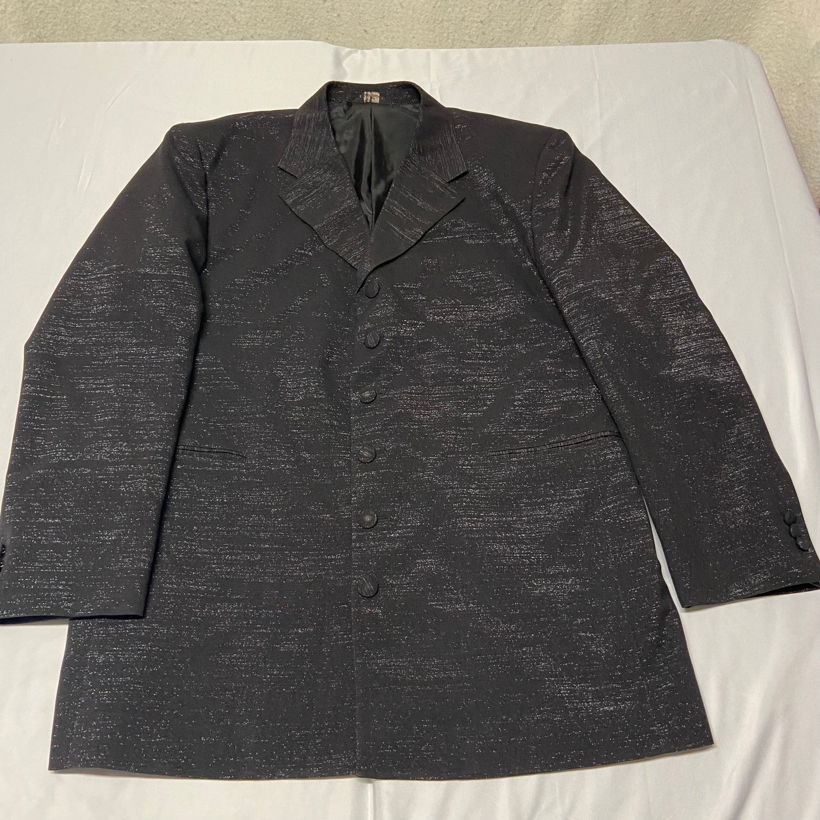 Gino Cappeli Sport Coat Suit Jacket Blazer Black Subtle Sheen Shiny R44 Mens